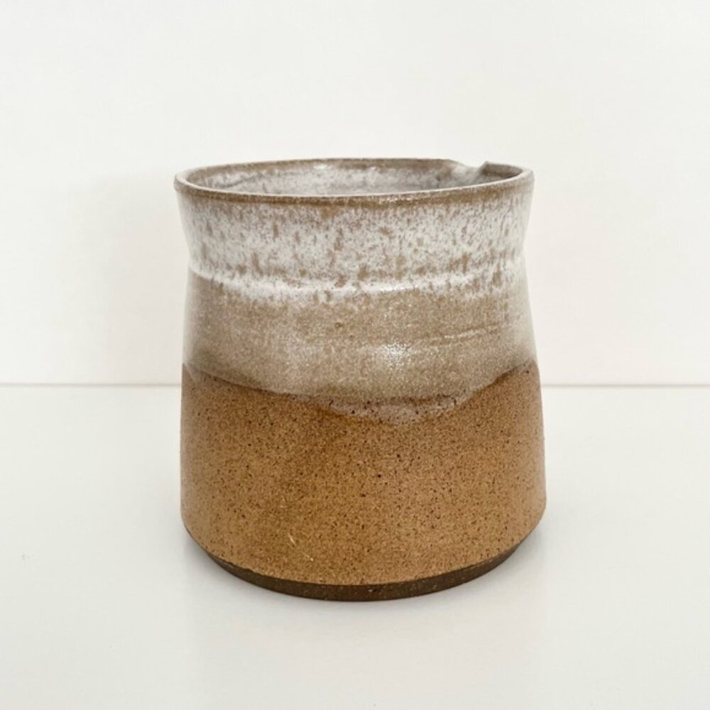 Hand Thrown Studio Pottery Milk Pitcher Stoneware Rustic Natural Glazed 16 oz - Picture 3 of 7